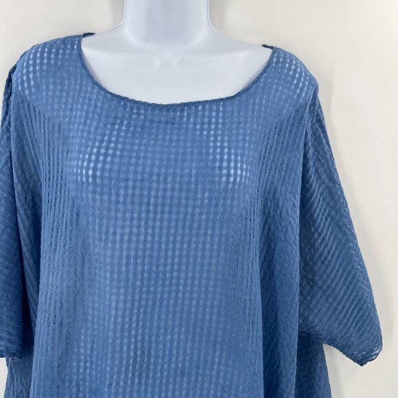 KL Playwear OS Wide Cut Lightweight Tunic Top Dusty Blue Cotton Boxy Minimalist - Picture 15 of 15